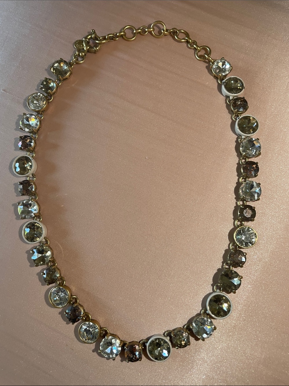 J. Crew Sparkling Brulee Necklace with Champagne and Clear Crystals